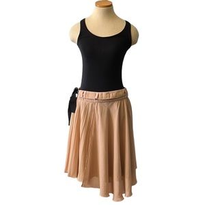 See By Chloe Asymmetrical Pleated with Side Bow Skirt, Peachy Tan, size 10